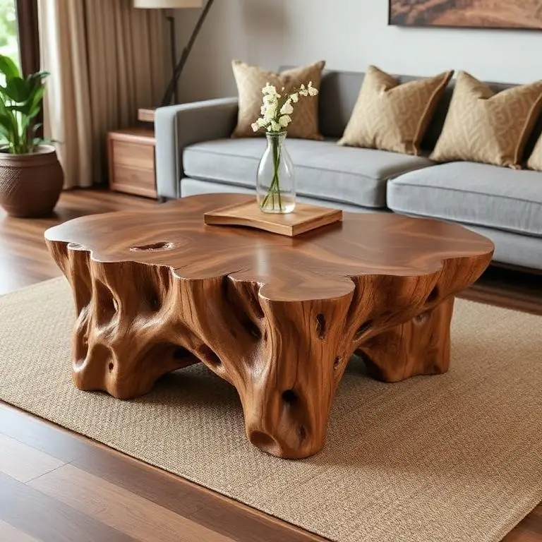 teak coffee Unique exotic wood furniture Miami showroom